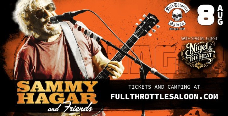 Sammy Hagar plays Sturgis Bike Week August 8th
